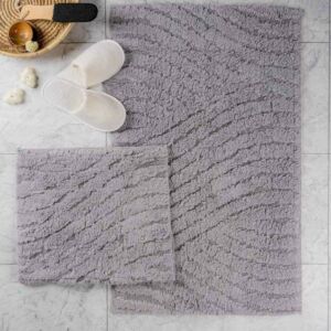 طقم دعاسة أرضية روما تركي فرو - قطعتين - رمادي فاتح