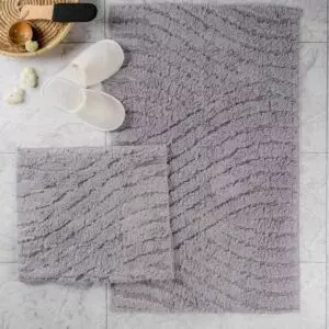 طقم دعاسة أرضية روما تركي فرو - قطعتين - رمادي فاتح