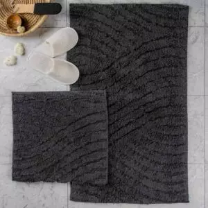 طقم دعاسة أرضية روما تركي فرو - قطعتين - أسود