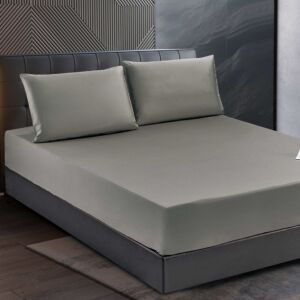 شرشف كانيز صيفي مطاط قطن كوين 200x160 سم قطعتين - رمادي غامق