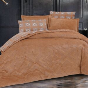 طقم لحاف ديفا شتوي مفرد و نص 4 قطع - بيج غامق