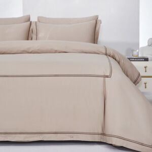 طقم لحاف رولا صيفي مزدوج مطرز 7 قطع - بيج