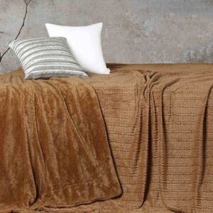 بطانية مانشستر خفيفة فرو مفرد ونص 230 × 180 سم - بني