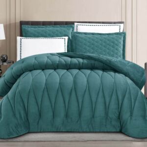 طقم لحاف أمستردام شتوي فاخر مزدوج مخمل وفرو 6 قطع - ازرق