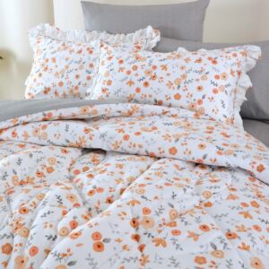 طقم لحاف ريد روز صيفي كوين 200×150 سم - أبيض ورصاصي - 4 قطع