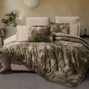 طقم لحاف مزدوج قطن صيفي زيبرا - 6 قطع - بيج وبني