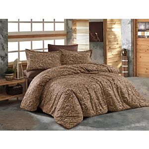 طقم لحاف مزدوج قطن صيفي امازونا - 6 قطع - بني