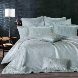 طقم لحاف مزدوج قطن صيفي روما - 10 قطع - تركواز