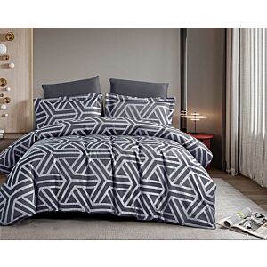 طقم لحاف فيينا صيفي مزدوج جاكارد قطن فاخر مطرز 6 قطع - رمادي