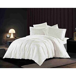 طقم لحاف فالنسيا صيفي مزدوج جاكارد قطن فاخر 6 قطع - أبيض