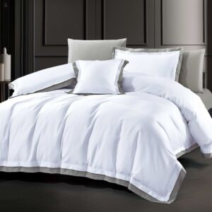 طقم لحاف فيفيندا صيفي مزدوج قطن 300 غرزة 7 قطع - ابيض