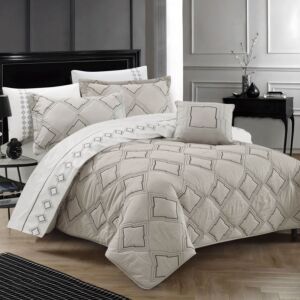 طقم لحاف مانشستر صيفي مزدوج قطن مضغوط 8 قطع - رمادي فاتح