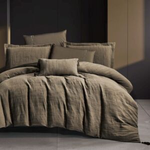 طقم لحاف مزدوج صيفي بلايز - 8 قطع - بني