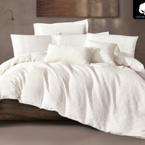 طقم لحاف مزدوج صيفي هالستات - 8 قطع - كريمي