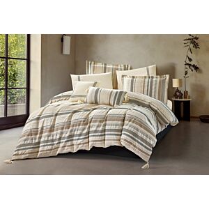 طقم لحاف مزدوج صيفي سينترا - 8 قطع - بيج