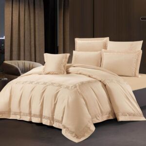 طقم لحاف مزدوج صيفي ويلز - 9 قطع - بيج غامق