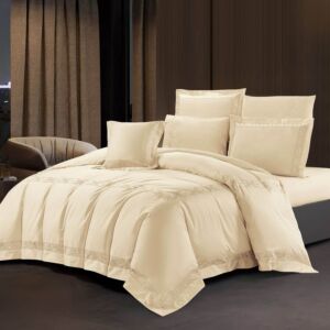 طقم لحاف مزدوج صيفي ويلز - 9 قطع - بيج فاتح