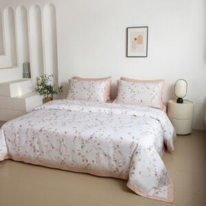 طقم لحاف دينا صيفي كوين 200×160 سم - أبيض - 5 قطع