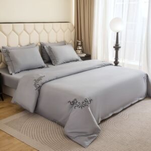 طقم لحاف مفرد ونص صيفي مزن - 5 قطع - رصاصي