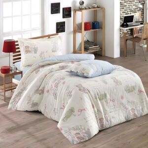 طقم لحاف أطفال كوين 4 قطع فيوليت - كريمي وازرق سماوي