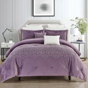 طقم لحاف شتوي مخمل كوين عبير - 4 قطع - ليلكي