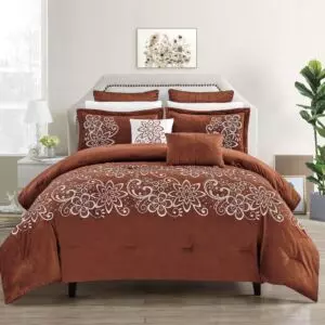 طقم لحاف شتوي مخمل كوين جنوا - 4 قطع - احمر