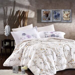 طقم لحاف تينا صيفي كوين 150x200 سم 4 قطع - كريمي ومتعدد الالوان