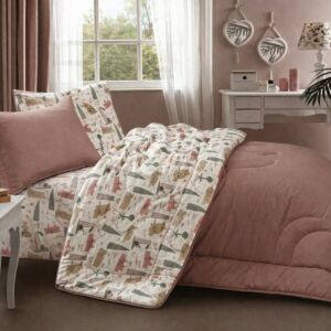 طقم لحاف للاطفال صيفي قطن مفرد ونص تورين - 4 قطع - روز