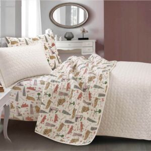 طقم لحاف للاطفال صيفي مفرد ونص تورينا - 4 قطع - سكري