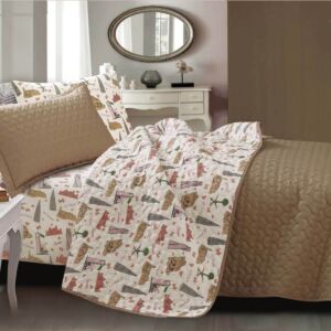 طقم لحاف للاطفال صيفي مفرد ونص تورينا - 4 قطع - بني