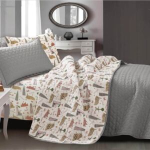 طقم لحاف للاطفال صيفي مفرد ونص تورينا - 4 قطع - رمادي