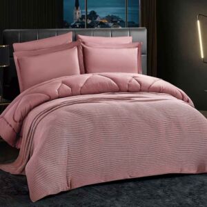 طقم لحاف صيفي قطن مفرد و نص عليا - 5 قطع - روز