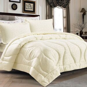 طقم لحاف كوين صيفي مانتي - 4 قطع - كريمي