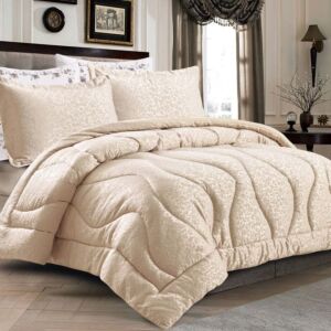 طقم لحاف كوين صيفي مانتي - 4 قطع - بيج