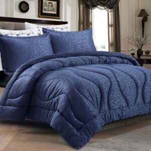 طقم لحاف كوين صيفي مانتي - 4 قطع - كحلي