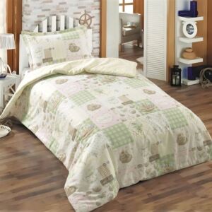 طقم لحاف مفرد ونص صيفي قطن الربيع - قطعتين - أبيض و تيفاني