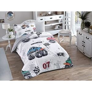 طقم لحاف فريزيا صيفي كوين 150×200 سم - أبيض ومتعدد الألوان - 4 قطع