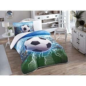 طقم لحاف فريزيا صيفي كوين 150×200 سم - أزرق وأخضر - 4 قطع