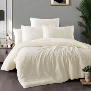 طقم لحاف كوين صيفي جورمان 200X150 سم جاكارد - 4 قطع - كريمي