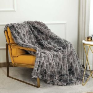 بطانية أوشن ثقيلة فرو ناعم 240x220 سم - رمادي