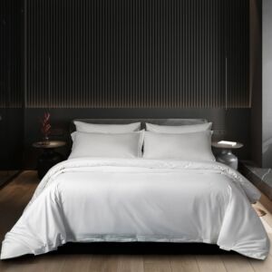 طقم لحاف فندقي قطن مزدوج نداف - 7 قطع - ابيض