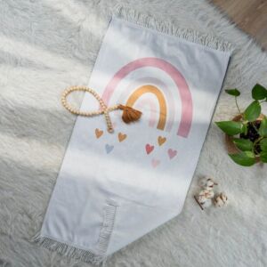 سجادة صلاة أطفال 50x90 سم - أبيض ومتعددة الالوان