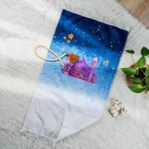 سجادة صلاة أطفال برسومات النجوم 50x90 سم - كحلي