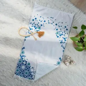 سجادة صلاة أطفال 50x90 سم - أبيض وأزرق