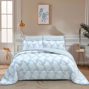 لحاف مزدوج شتوي مخمل منال - 6 قطع - سماوي