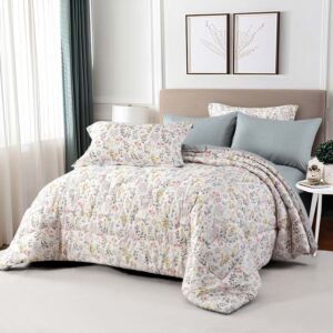 طقم لحاف مزدوج صيفي نوفا - 6 قطع - أبيض وتيفاني