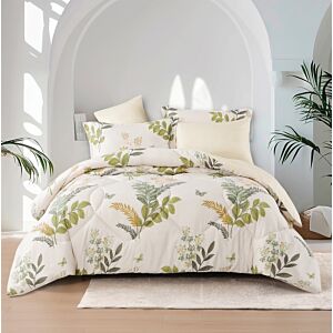 طقم لحاف ديزاير صيفي كوين 200×150 سم مشجر - سكري - 4 قطع