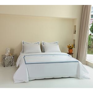 طقم لحاف صيفي مزدوج جنات - 7 قطع - ابيض وازرق