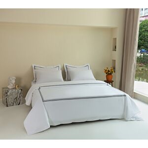 طقم لحاف صيفي مزدوج جنات - 7 قطع - ابيض ورمادي