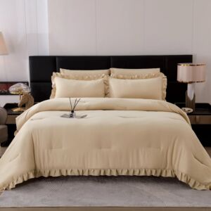 طقم لحاف شارم صيفي كوين - 150x200 سم - 4 قطع - بيج